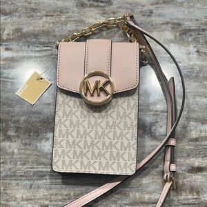 Michael Kors Pink and Cream Phone Crossbody